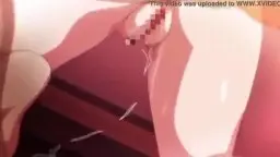 Nahaufnahme einer blonden Hentai-Gesicht mit weit aufgerissenem Mund und dicken Spermastrahlen im Gesicht